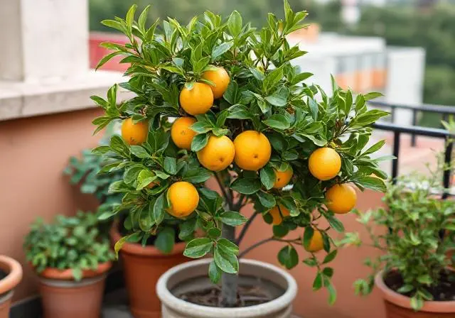 Árboles frutales con frutos maduros