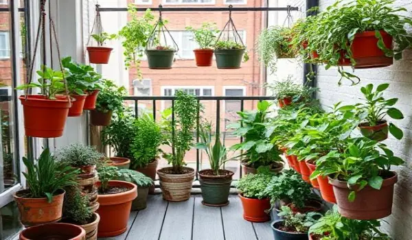 Huerto urbano en un balcón pequeño